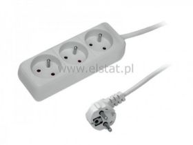 Przedłużacz 3GN, 5m biały uziemienie; brak wył.