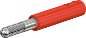 Screw-clamping adapter, 4 mm plug, spreadable to 4 mm socket, red, CAT II, 24.0163-22