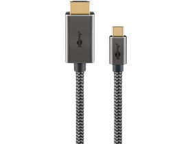 Kabel tekstylny USB-C do HDMI 4K @ 60 Hz, 1 m, czarny srebrny Wtyk...