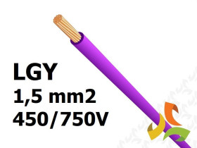 Przewód LGY 1,5 mm2 fioletowy (450/750V) jednożyłowy linka H07V-K (krążki 100m) 5907702813776 ELEKTROKABEL