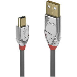LINDY 36634 USB cable USB 2.0 USB-A plug, USB-Mini-B plug 5.00 m Grey