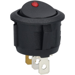Bulgin R13112BLAB SPST Red LED 28VDC Off-on Black Round Rocker Switch