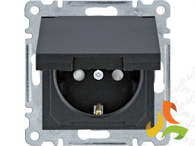 LUMINA Gniazdo pojedyncze z uziemieniem schuko z pokrywą i przesłoną styków czarne WL1163 HAGER