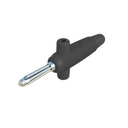 Wtyk izolowany 4mm z otworem 4mm, lutowany 30A, czarny Buela 300