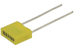 Kondensator; poliestrowy; MKT; 1nF; 100V; 5%; 2,5x6,5x7,2mm; 5mm; luzem; -40...+85°C; STcapacitors; RoHS