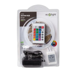 ZESTAW LED 5050 30 diod/m 36W 12V IP20 RGB /TAŚMA 5050 5m+STEROWNIK RGB+ ZASILACZ 12V/ EC79406