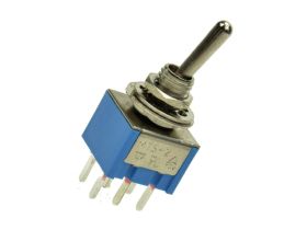 Przełącznik; dźwigniowy; TSM202A2; 2*2; ON-ON; 2 tory; 2 pozycje; bistabilny; na panel; przewlekany (THT); 3A; 250V AC; niebiesk