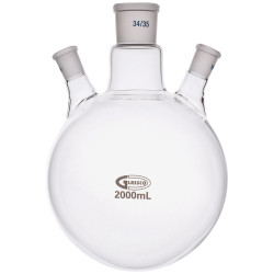 Glassco Round Bottom Flask Three Necks 2000ml Centre Neck 34/35 Angled 19/26
