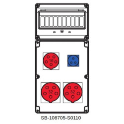 Rozdzielnica 2x5x32A 1x5x16A 1x3x16A INA=32A IP54 SB-108705-S0110-54