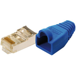 LogiLink&#xAE; MP0014 Modular Plug CAT5e With Strain Relief Hood Blue 100 pcs