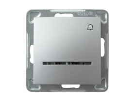 IMPRESJA Wyłącznik zwierny przycisk "dzwonek" z podświetleniem niebieskim srebro ŁP-6YS/m/18 OSPEL