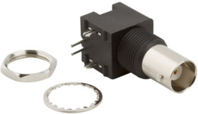 BNC panel socket 50 Ω, solder connection, angled, 031-5538-1010
