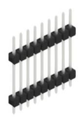 Pin header, 9 pole, pitch 2.54 mm, straight, black, SL51729Z