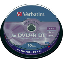 Verbatim 43666 DVD&#x2B;R Double Layer Matt Silver 8x 8.5GB - Pack Of 10