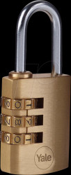 Y150B/30/125/1/B Combination lock, brass, 3-digit numerical sequence, 30 mm