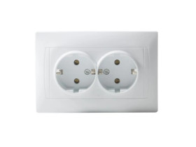 Gniazdo podwójne 2x2P+Z SCHUKO LUNA, 16A-250V~, białe
