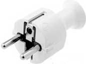 WAC250GE-UNI-KPW Wtyk 250V - standard UNISCHUKO (niemiecki i polski) - 3 biegunowy, biały 16A - na kabel, prosty