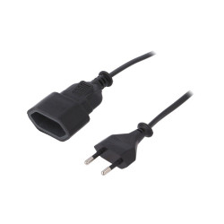 Przedłużacz płaski 1gn 1,5m czar sieciowy 2x0.75mm2 2,5A