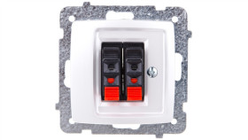 Karo Gniazdo Głośnikowe Podwójne Srebrny Perłowy Gg-2S/M/43