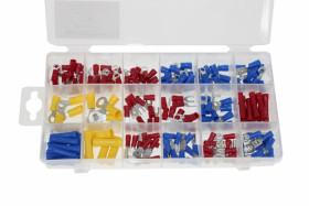 Zestaw tulejek, złączek, końcówek izolowanych / Końcówki oczkowe izolowane / końcówki widełkowe / konektory /BOX-1 / 175 szt.