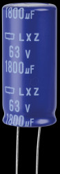 ELXZ630ELL182MM40S Elko radial, 1800 µF, 63 V, 105°, Low ESR, 18x40 mm, RM 7.5