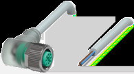Sensor actuator cable, M12 cable socket, angled, A to open end, 3 pole, 5 m, PVC, gray, 4 A, 189301
