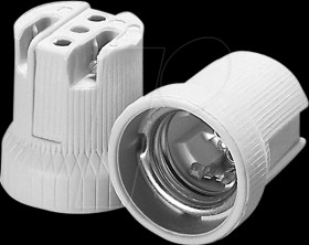 102599 E27 lamp holder, porcelain, white