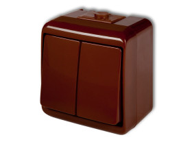 JUNIOR IP54 Wyłącznik podwójny świecznikowy podświetlany brązowy 4WHE-2L KARLIK