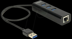 62653 DELOCK USB 3.0 3-Port Hub + 1x Gigabit LAN