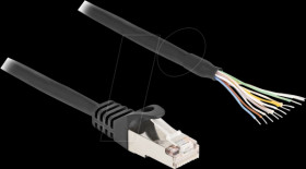 80205 RJ50 cable, plug / open ends, S/FTP, 1 m, black