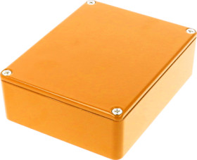 Aluminum die cast enclosure, (L x W x H) 119 x 94 x 38 mm, orange, IP54, 1590BB2OR