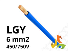 Przewód LGY 6,0 mm2 niebieski (450/750V) jednożyłowy linka H07V-K (krążki 100m) IG2003.06 BITNER