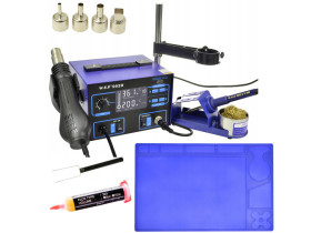 Stacja Lutownicza WEP 992D 75W ze Statywem - Uchwyt na Hotair +Flux 223, MATA 33x21cm