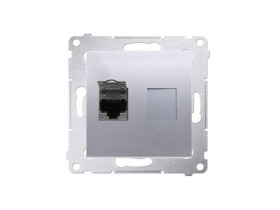 SIMON 54 Gniazdo komputerowe RJ45 srebrny mat kat.6 ekranowane z przesłoną przeciwkurzową D61E.01/43 KONTAKT SIMON