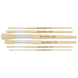 Major Brushes Short Handle Round Hog Brushes - Pack of 6