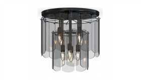 Lampa Sufitowa Nira Czarny, Szklany Przydymiany Klosz, Źródło 8*E14 -...