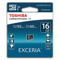 karta pamięci Toshiba microSDHC 16GB Exceria ( 60 / 95 MB/s ) class 10 UHS-I U3 - rozpakowana