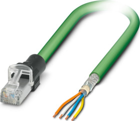 Patch cable, RJ45 plug, straight to open end, Cat 5, SF/TQ, PUR, 1 m, green, 1113335