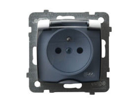 KARO Gniazdo pojedyncze z uziemieniem IP44 z klapką białe GPH-1SZ/m/00/d OSPEL