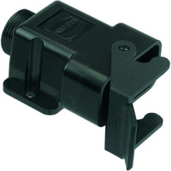 Surface mount housing, size Han-Compact, PC, PG16, angled, longitudinal bow locking, IP65, 09120080901