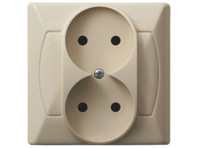 AKCENT Gniazdo podwójne bez uziemienia beżowy GP-2A/01 OSPEL