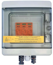 Rozdzielnica PV wyposażona HF 1x4 T2 1-string szara VCX MC4 1000VAC 1500VDC UV 150x170x100 RFOT-004