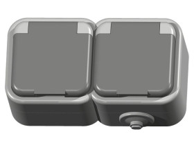 DELFINA Gniazdo podwójne z uziemieniem wieczko w kolorze wyrobu szary GNH-2DZ/30/w OSPEL