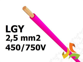 Przewód LGY 2,5 mm2 różowy (450/750V) jednożyłowy linka H07V-K (krążki 100m) 5907702817798 ELEKTROKABEL