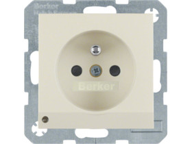 B.Kwadrat Gniazdo z uziemieniem i podświetleniem orientacyjnym LED krem 6765108982 HAGER