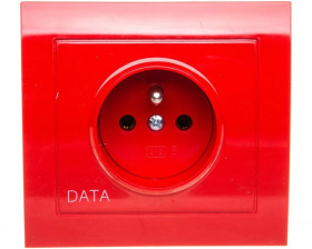 KIER Gniazdo pojedyncze z/u DATA czerwone GP-1WZD/22