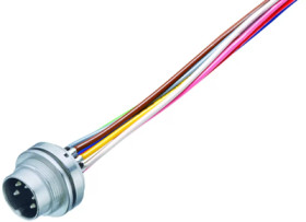 Panel plug, M16, 5 pole, strand connection, screw locking, straight, 09 0115 702 05