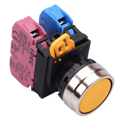 YW4B-A1E11Y Yellow 22mm Metal Bezel Maintained Push Button Switch 1NO-1NC IP65 IDEC