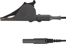 Kelvin measuring lead with (kelvin clamp, straight) to (4 mm plug, spring-loaded, straight), 1.5 m, black, PA, 0.75 mm², KML 785
