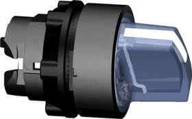 Toggle switch, illuminable, latching, waistband round, blue, front ring black, 2 x 90°, mounting Ø 22 mm, ZB5AK1263